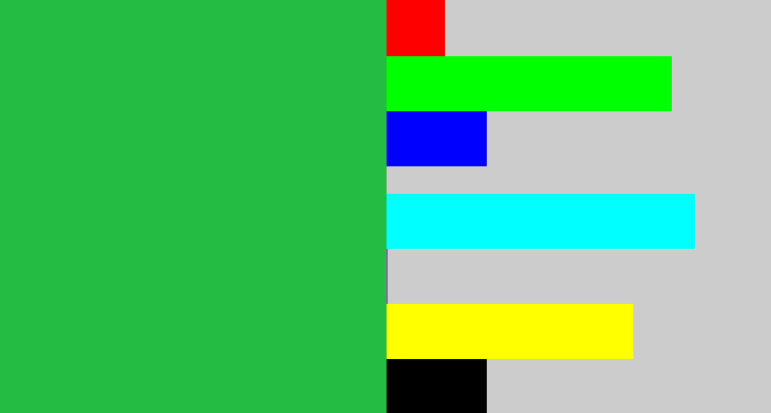 Hex color #25bc43 - medium green