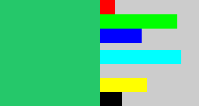 Hex color #25c86a - algae green