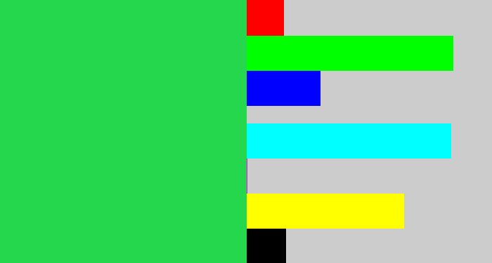 Hex color #25d74d - algae green