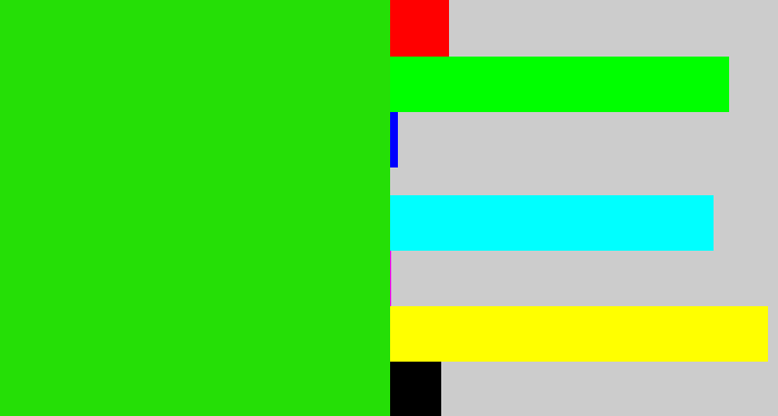 Hex color #25df06 - vivid green