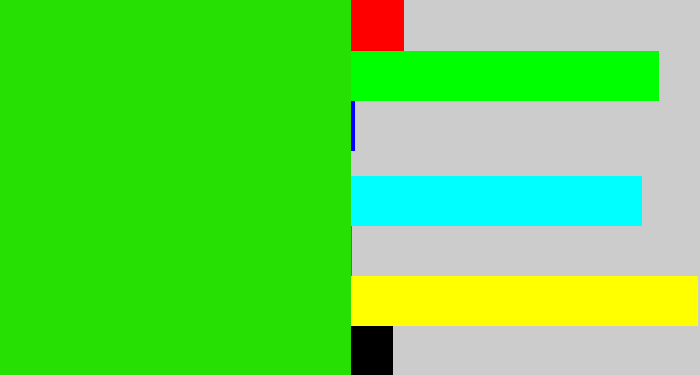 Hex color #25e002 - vivid green