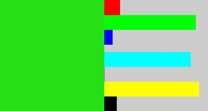 Hex color #25e015 - vivid green