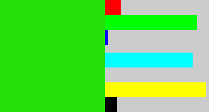 Hex color #25e107 - vivid green