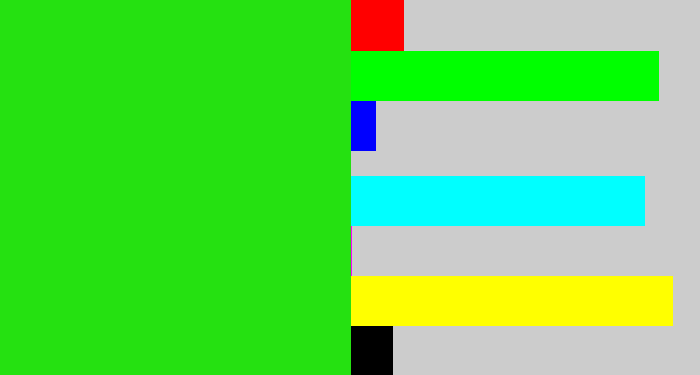 Hex color #25e111 - vivid green