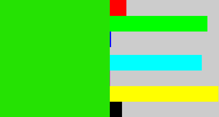 Hex color #25e203 - vivid green
