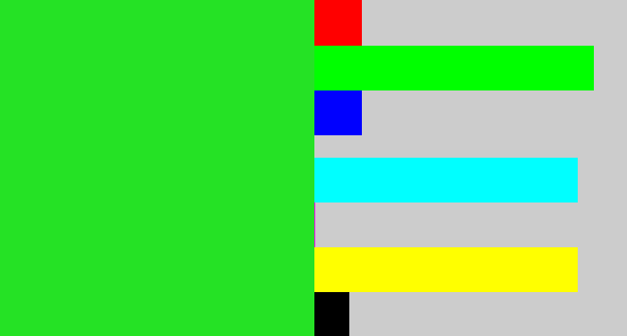 Hex color #25e225 - radioactive green