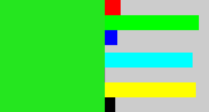 Hex color #25e61f - vivid green