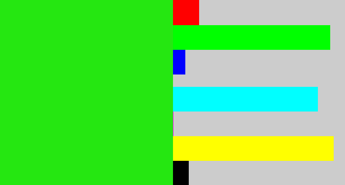 Hex color #25e711 - vivid green