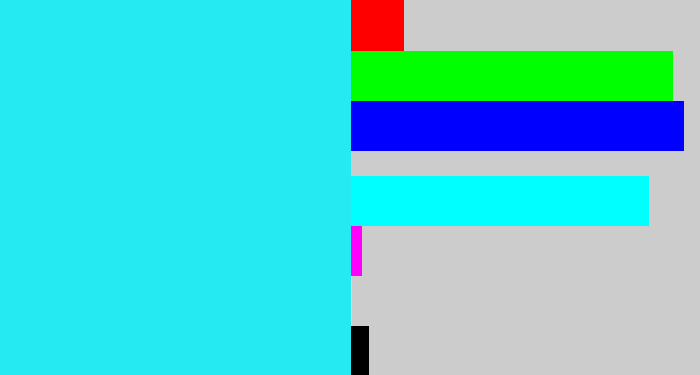 Hex color #25eaf2 - bright light blue