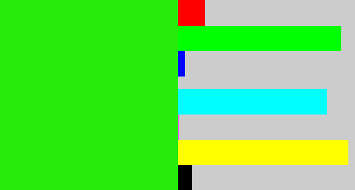 Hex color #25eb0a - vivid green