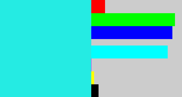 Hex color #25ebe3 - bright light blue