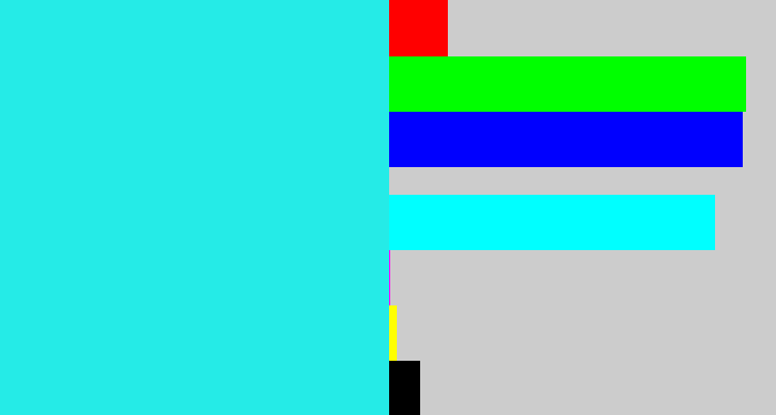 Hex color #25ebe7 - bright light blue