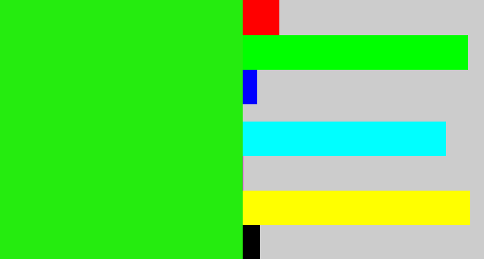 Hex color #25ec0f - vivid green