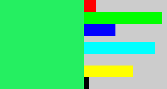 Hex color #25ef61 - bright light green