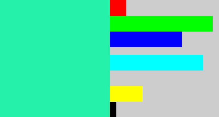 Hex color #25f0a9 - greenish cyan