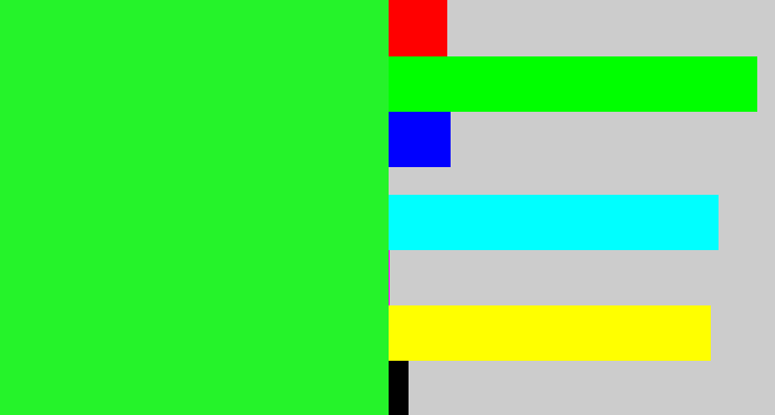 Hex color #25f32a - hot green