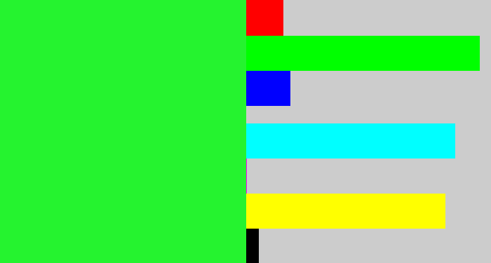 Hex color #25f32f - hot green