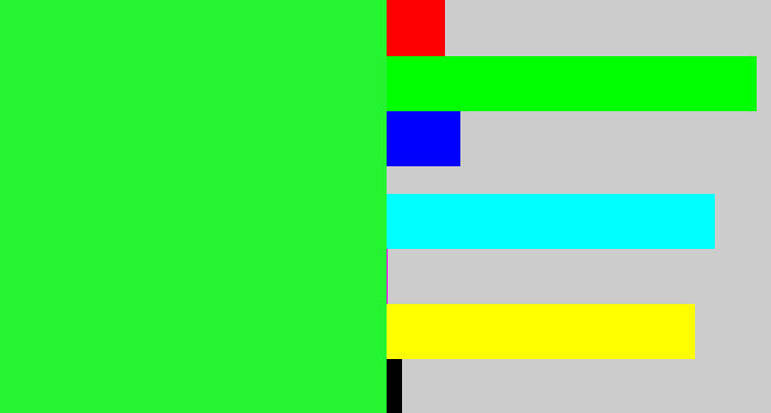 Hex color #25f530 - hot green