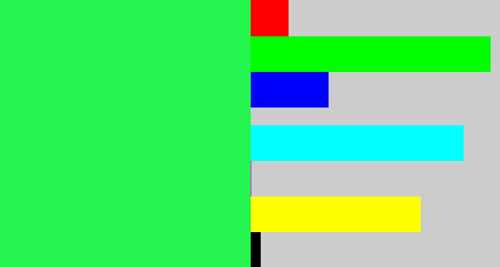 Hex color #25f54f - bright light green