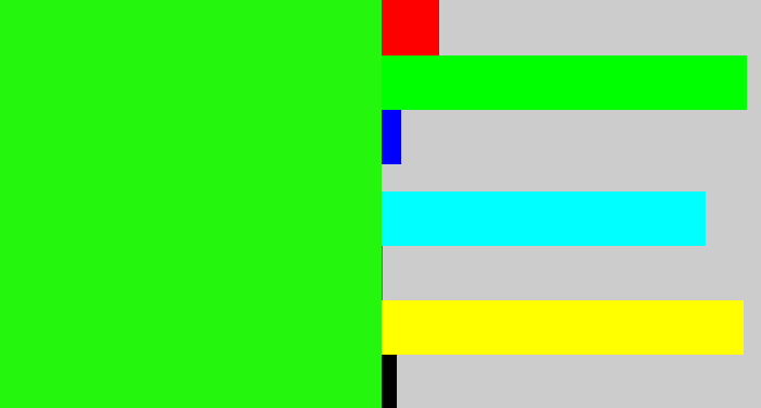 Hex color #25f60d - electric green