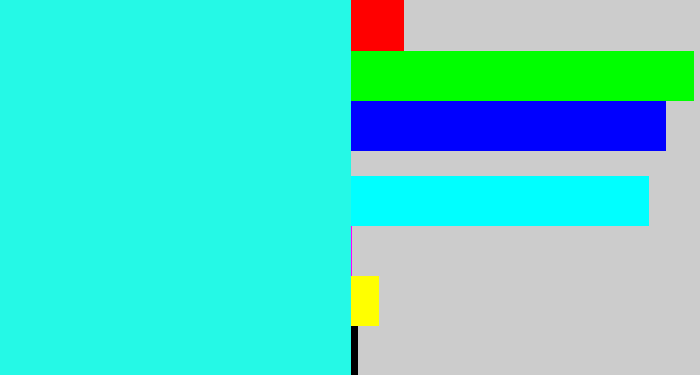 Hex color #25f9e6 - bright light blue