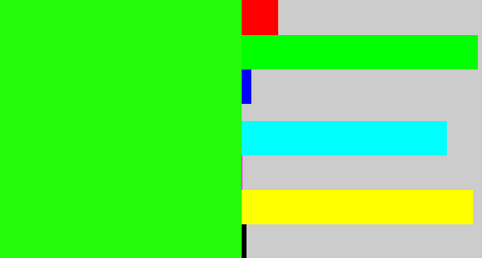 Hex color #25fa09 - electric green