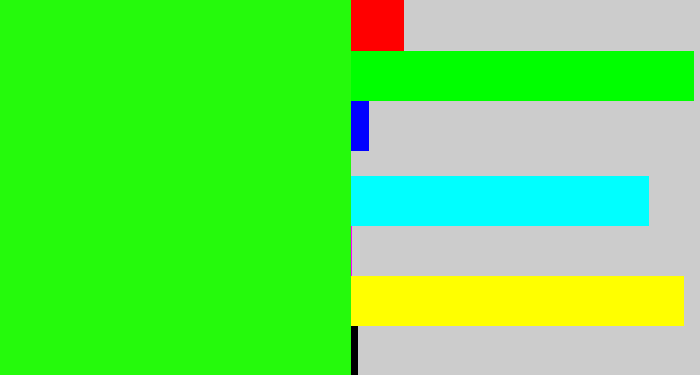 Hex color #25fa0c - electric green