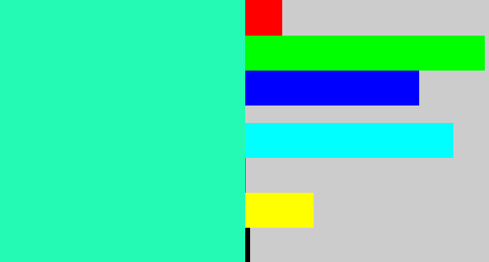 Hex color #25fab5 - greenish cyan