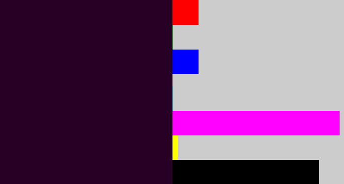 Hex color #260125 - very dark purple