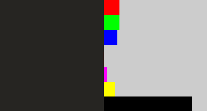 Hex color #262522 - dark
