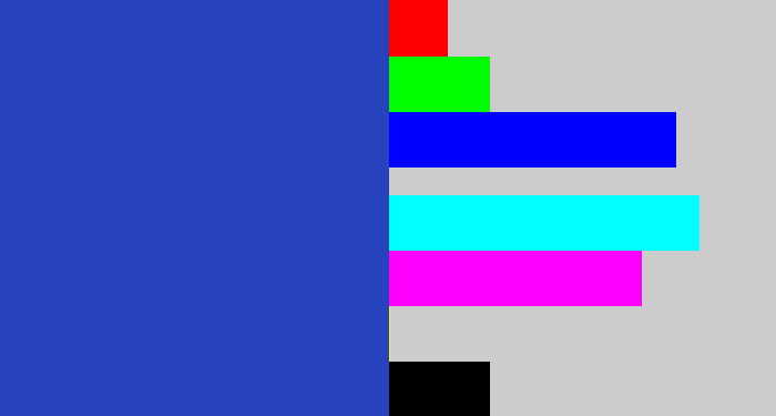 Hex color #2642bd - blue blue