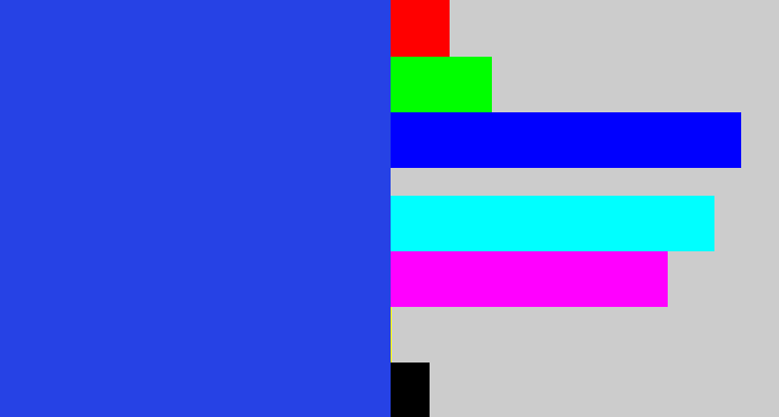 Hex color #2642e5 - azul