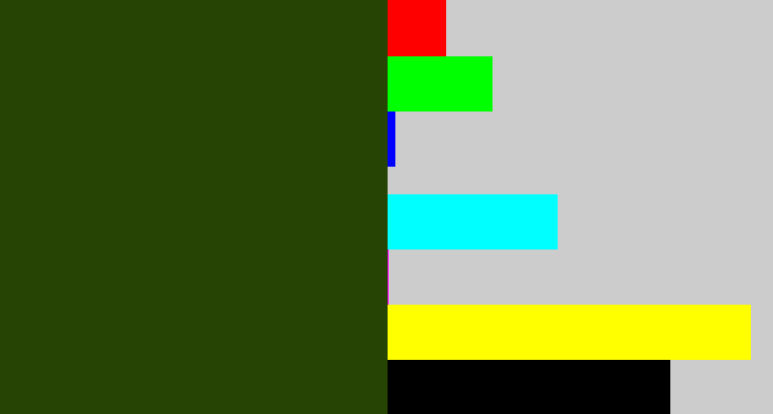Hex color #264404 - forrest green