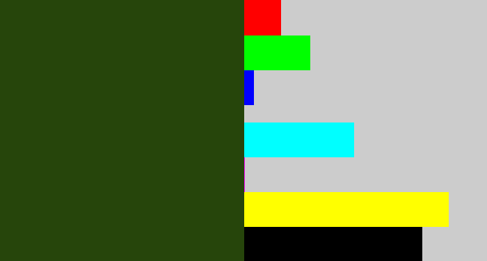 Hex color #26450b - forrest green