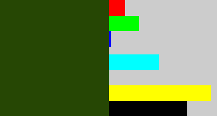 Hex color #264704 - forrest green