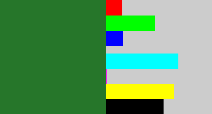 Hex color #26762a - darkish green
