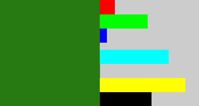 Hex color #267a11 - tree green