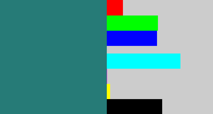 Hex color #267b77 - blue green