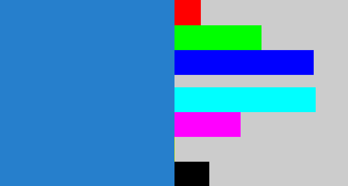 Hex color #267fcc - bluish