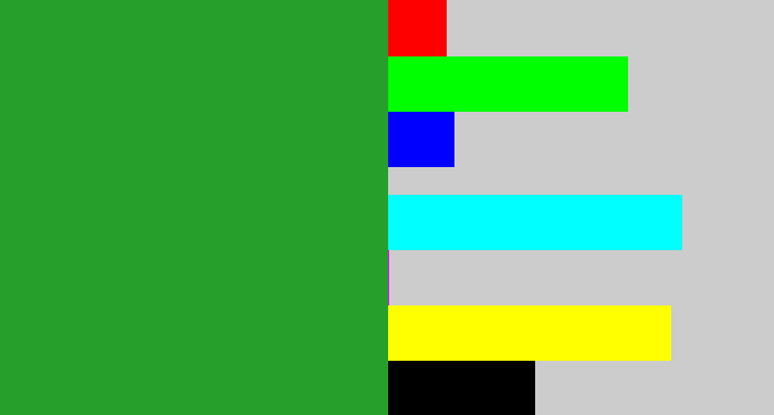 Hex color #269f2b - green