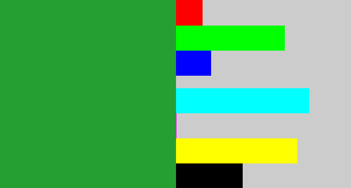 Hex color #269f32 - medium green