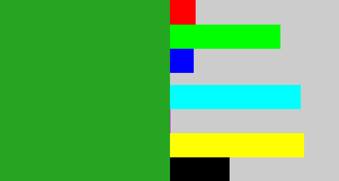 Hex color #26a523 - green