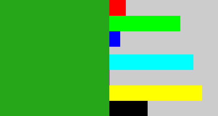 Hex color #26a619 - green