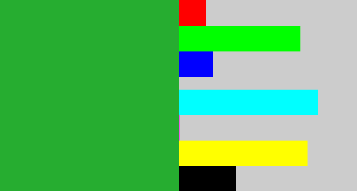Hex color #26ad30 - green