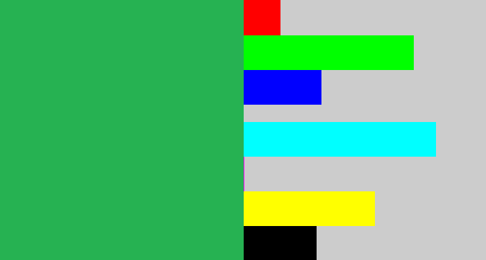 Hex color #26b252 - medium green