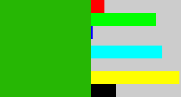 Hex color #26b704 - green