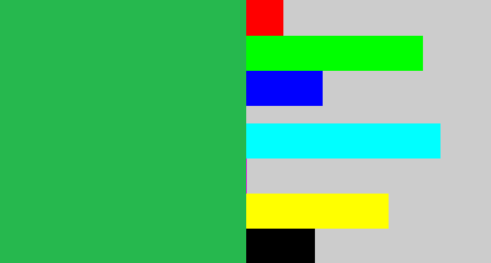 Hex color #26b84e - medium green