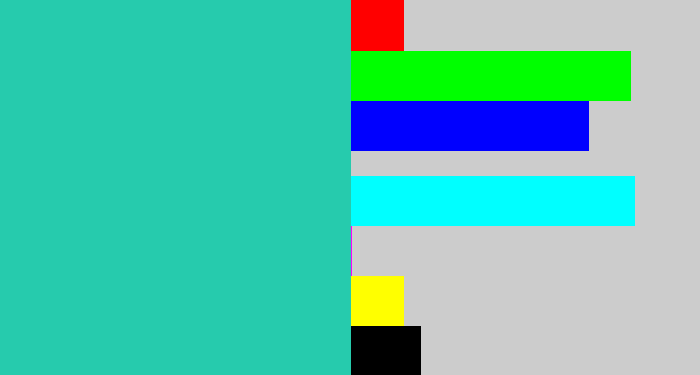 Hex color #26cbad - tealish