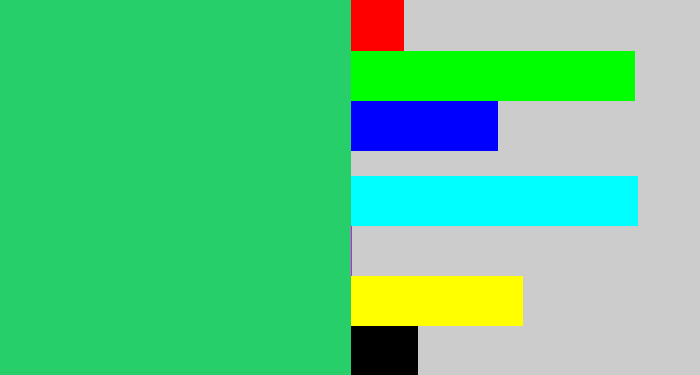 Hex color #26cf6a - algae green