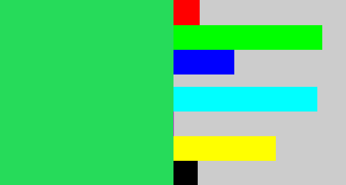 Hex color #26db5a - algae green